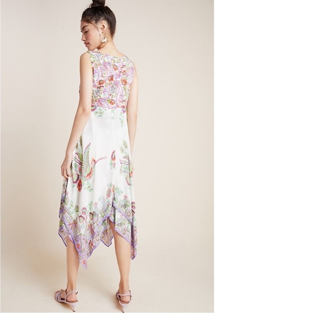 BOGO! Anthropologie Analise Floral Midi Dress Cream Size 2 - Picture 3 of 12